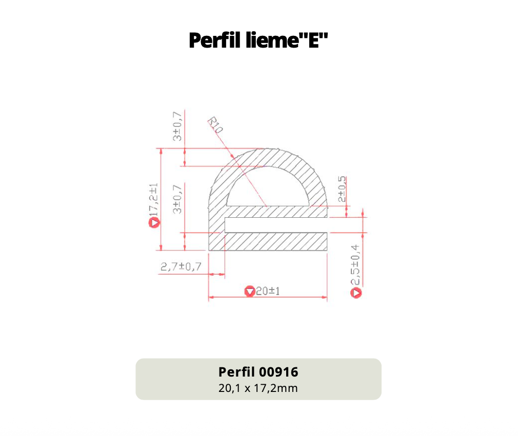Perfil lieme "E" 00916 - 20,1 x 17,2mm